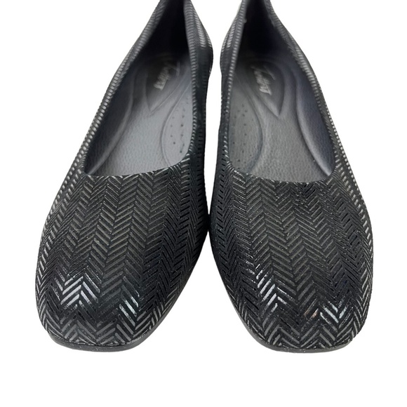 TROTTERS Genuine Leather Black Herringbone Low Wedge Slip On Shoes Loafers 9 N - Picture 15 of 16